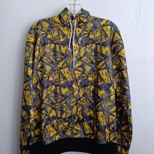 Abstract Yellow and Gray Turtleneck Sweater